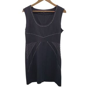 Rock & Republic Womens Black Sleeveless Studded Sheath Dress Size L‎ Scoop Neck